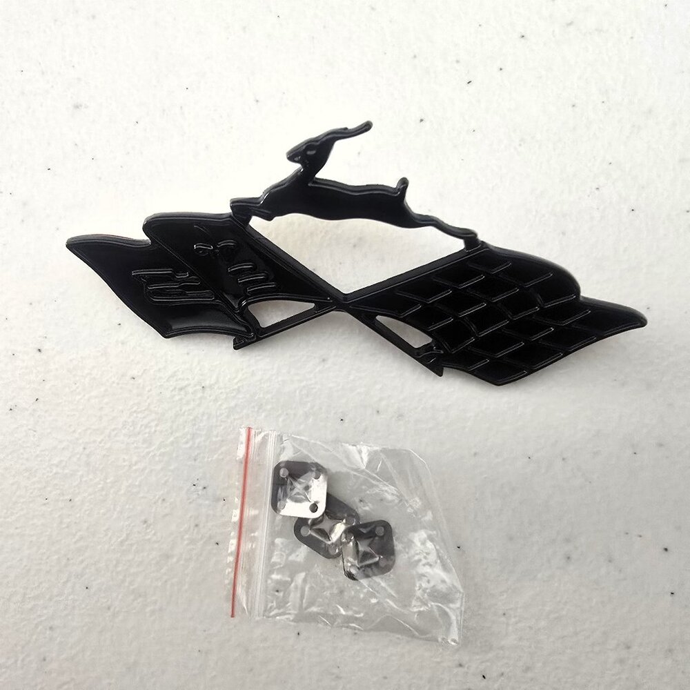 1961 Chevy Impala Crossed Flags Emblem Black Rear Quarter Panel Badge